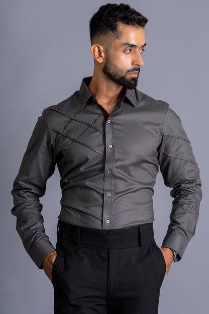 Shirt With Cross Pintuck Detailing