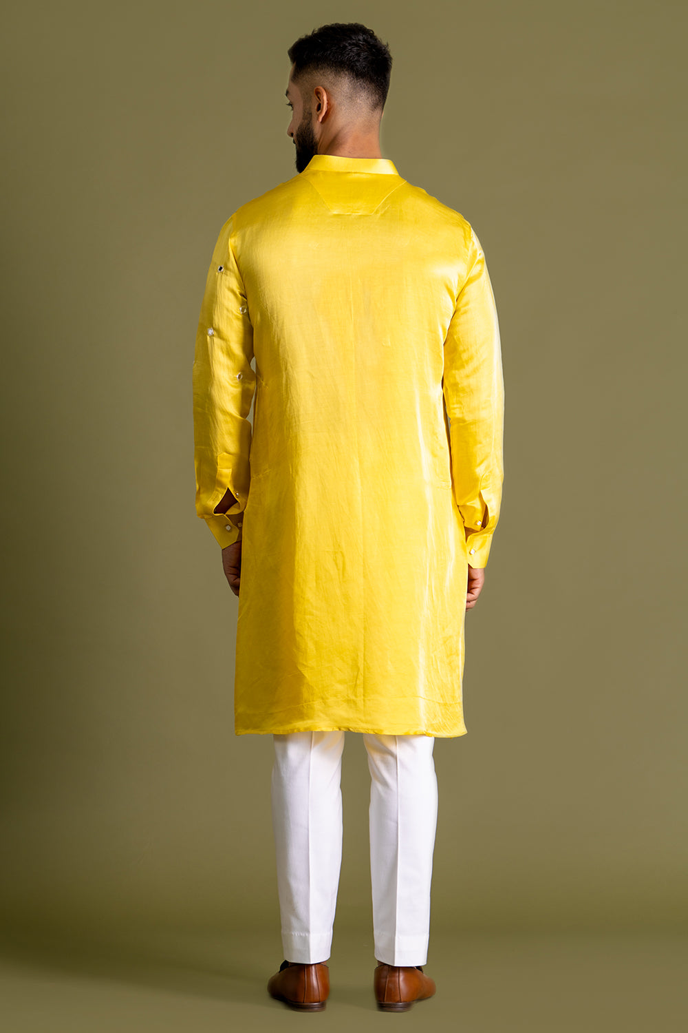 Classic Yellow With Mirror Embroidery Kurta