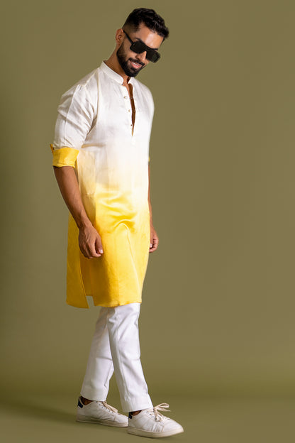 Lemon-Classic Yellow Blended Kurta