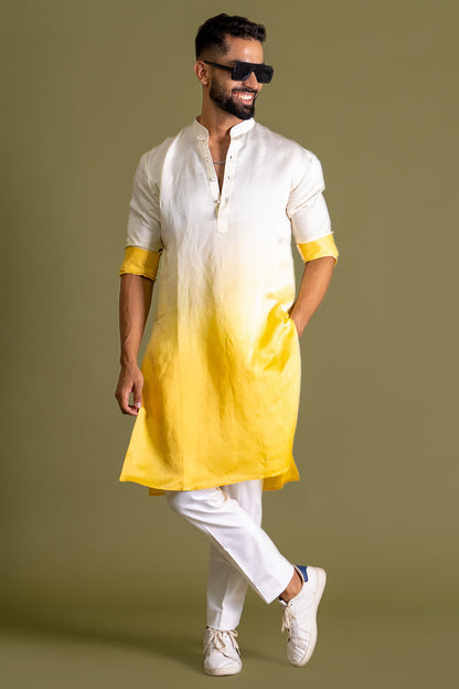 Lemon-Classic Yellow Blended Kurta