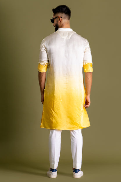 Lemon-Classic Yellow Blended Kurta