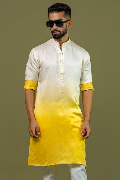 Lemon-Classic Yellow Blended Kurta