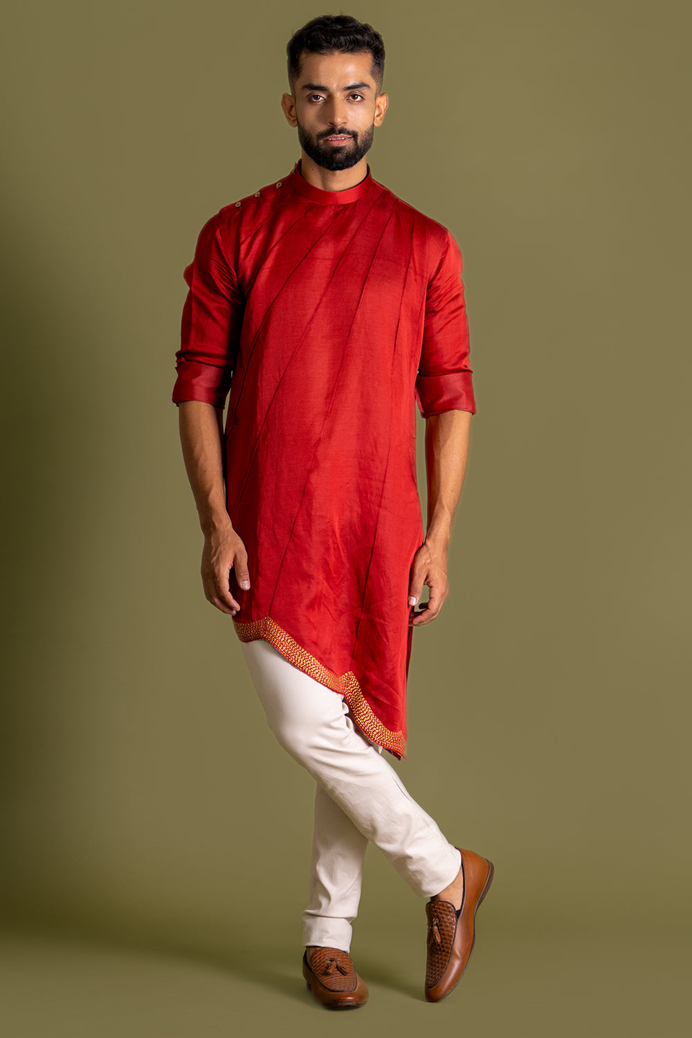 Bottom Wave Linear Pintuck Detailing Kurta