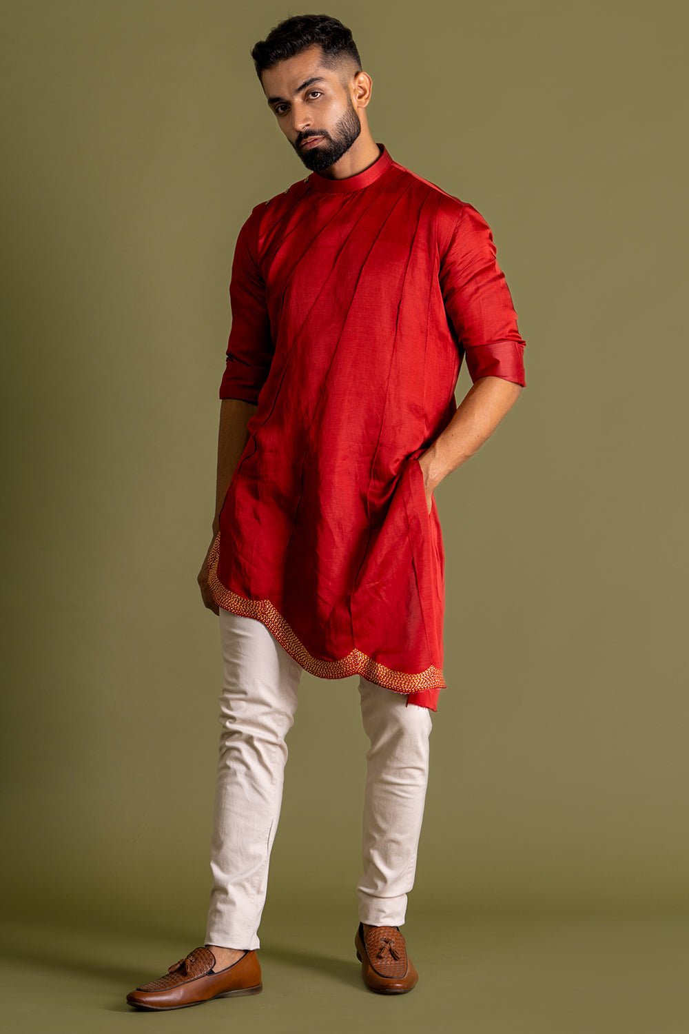 Bottom Wave Linear Pintuck Detailing Kurta