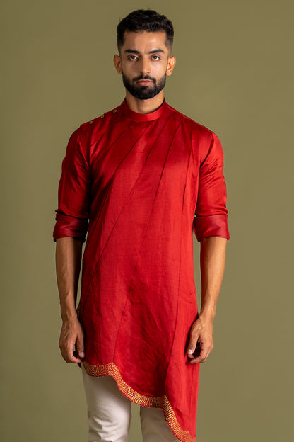 Bottom Wave Linear Pintuck Detailing Kurta