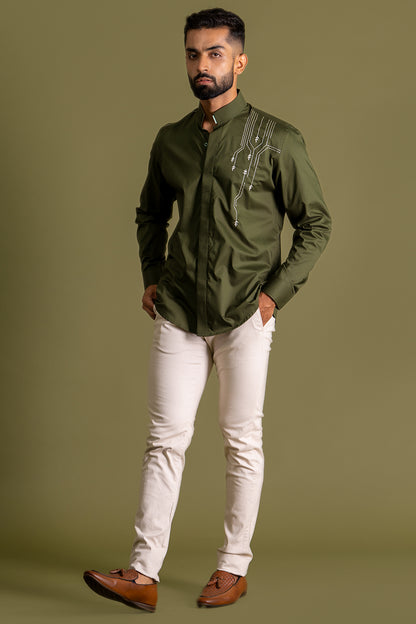 Musical Shirt With Contrast Thread Work