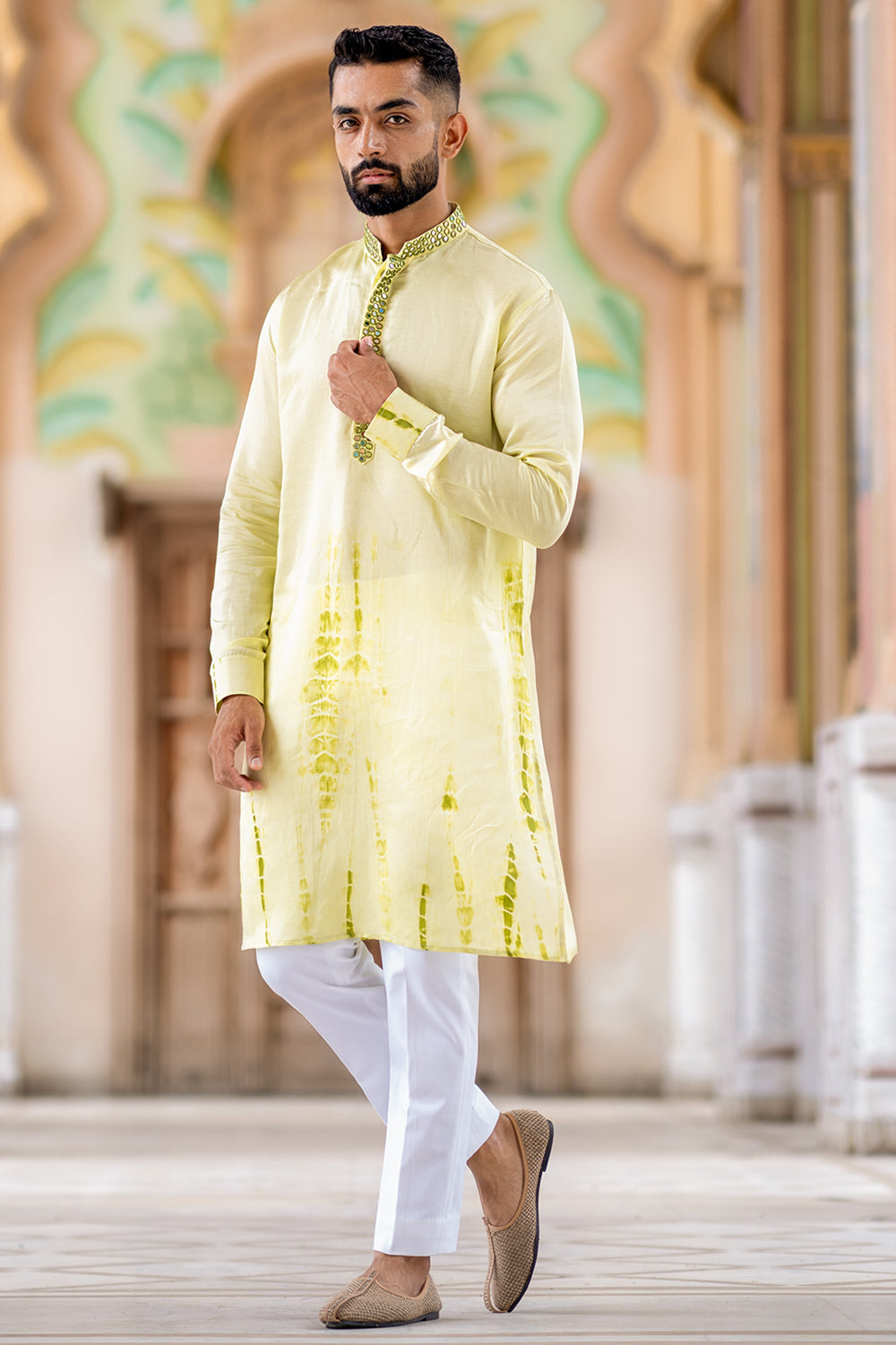 Bottom Tye N Dye Mirror Embroidered Kurta