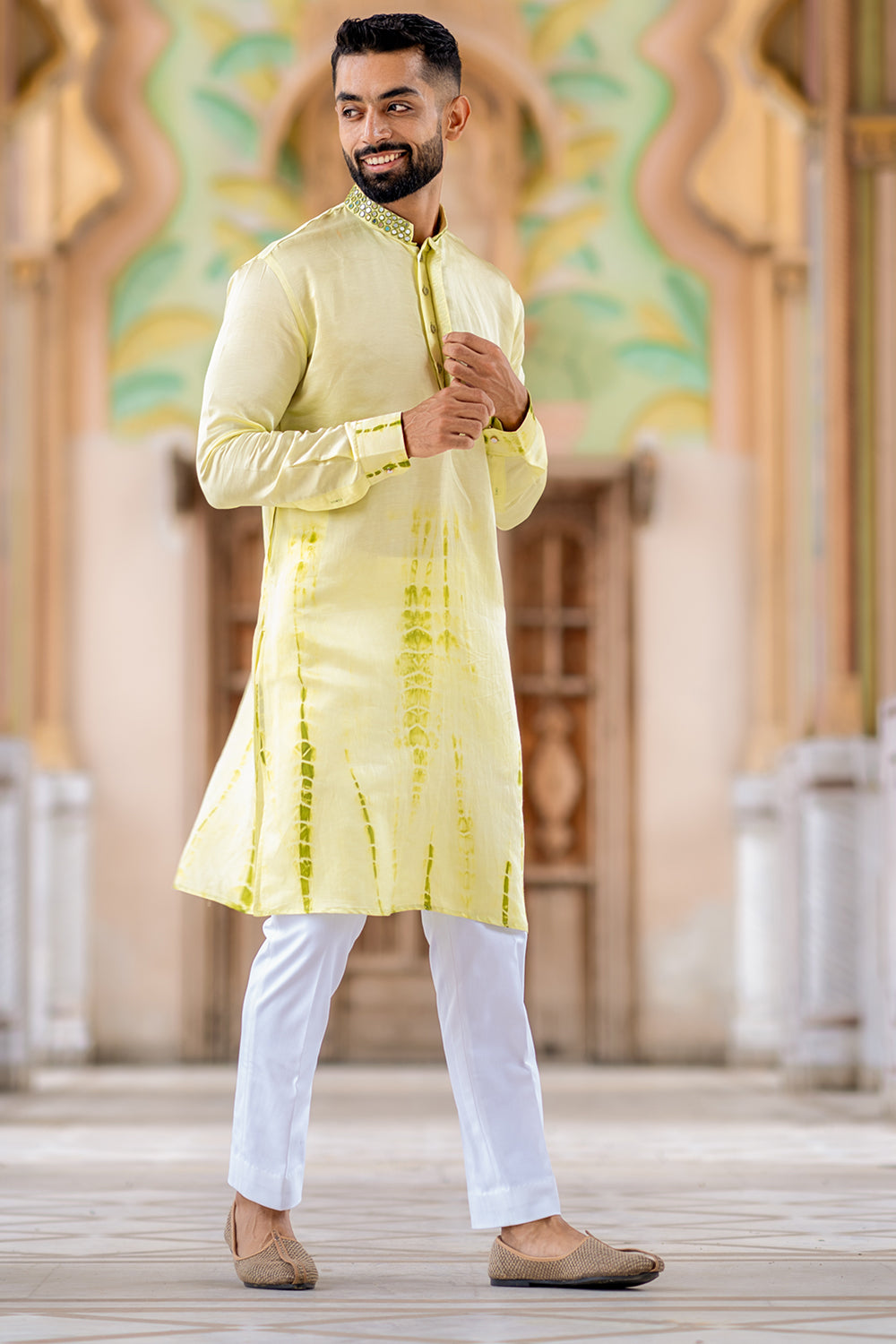 Bottom Tye N Dye Mirror Embroidered Kurta