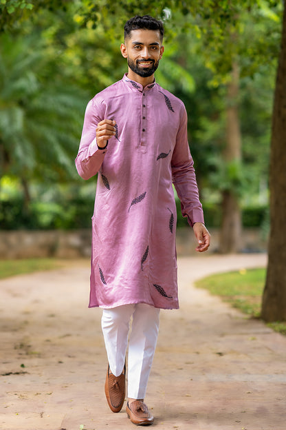 Abstract Leaf Design With Tube Light Embroidery Kurta