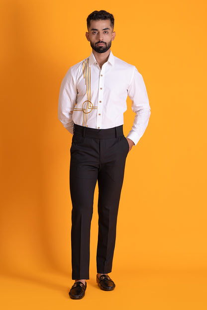 Mustard Colour Contrast Threadwork Shirt