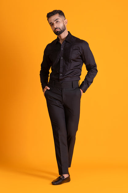 Diagonal Pintucks Shirt Apt For Wearing Under Tuxedo