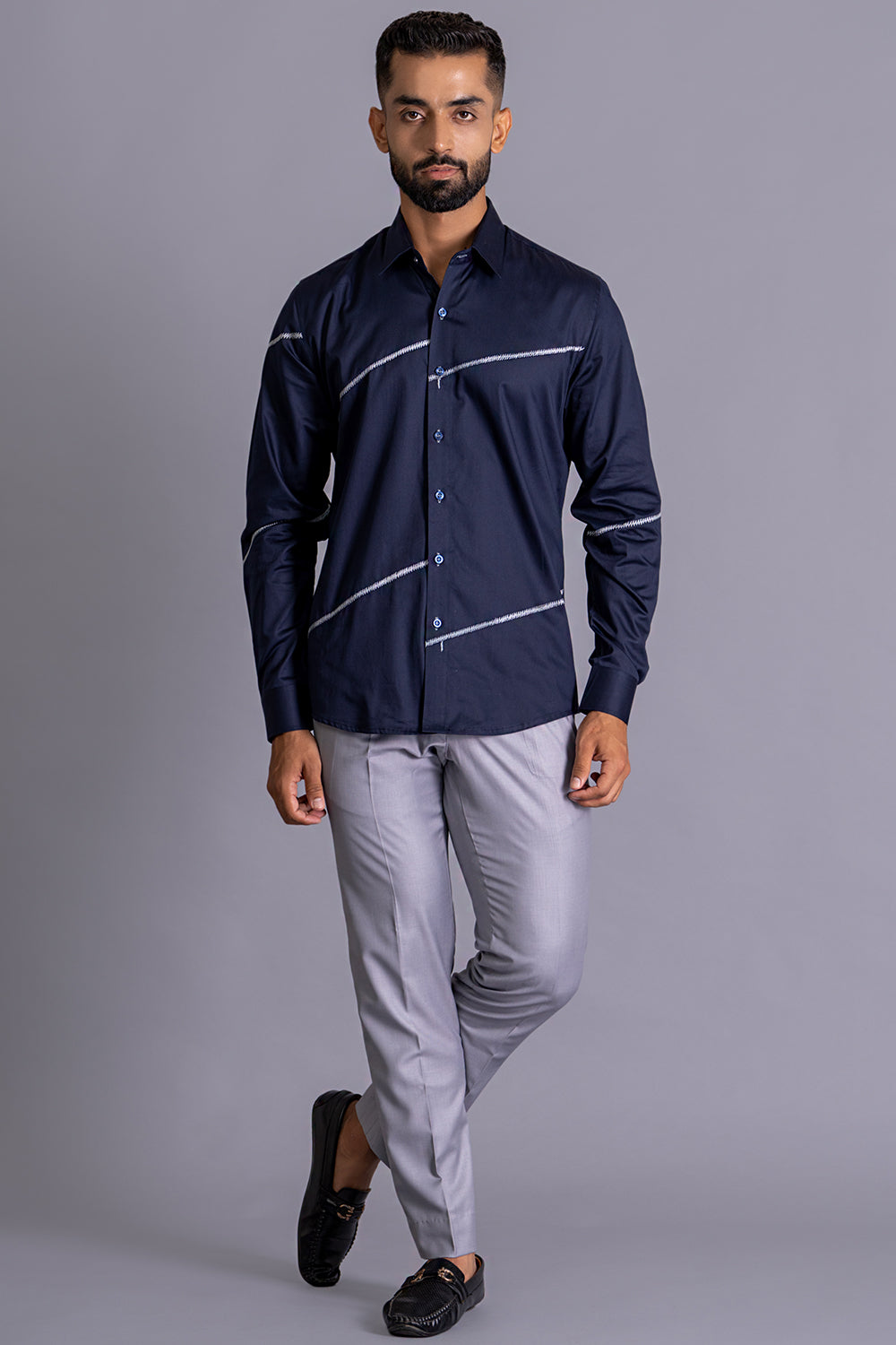 Abstract Stripes Threadwork Shirt