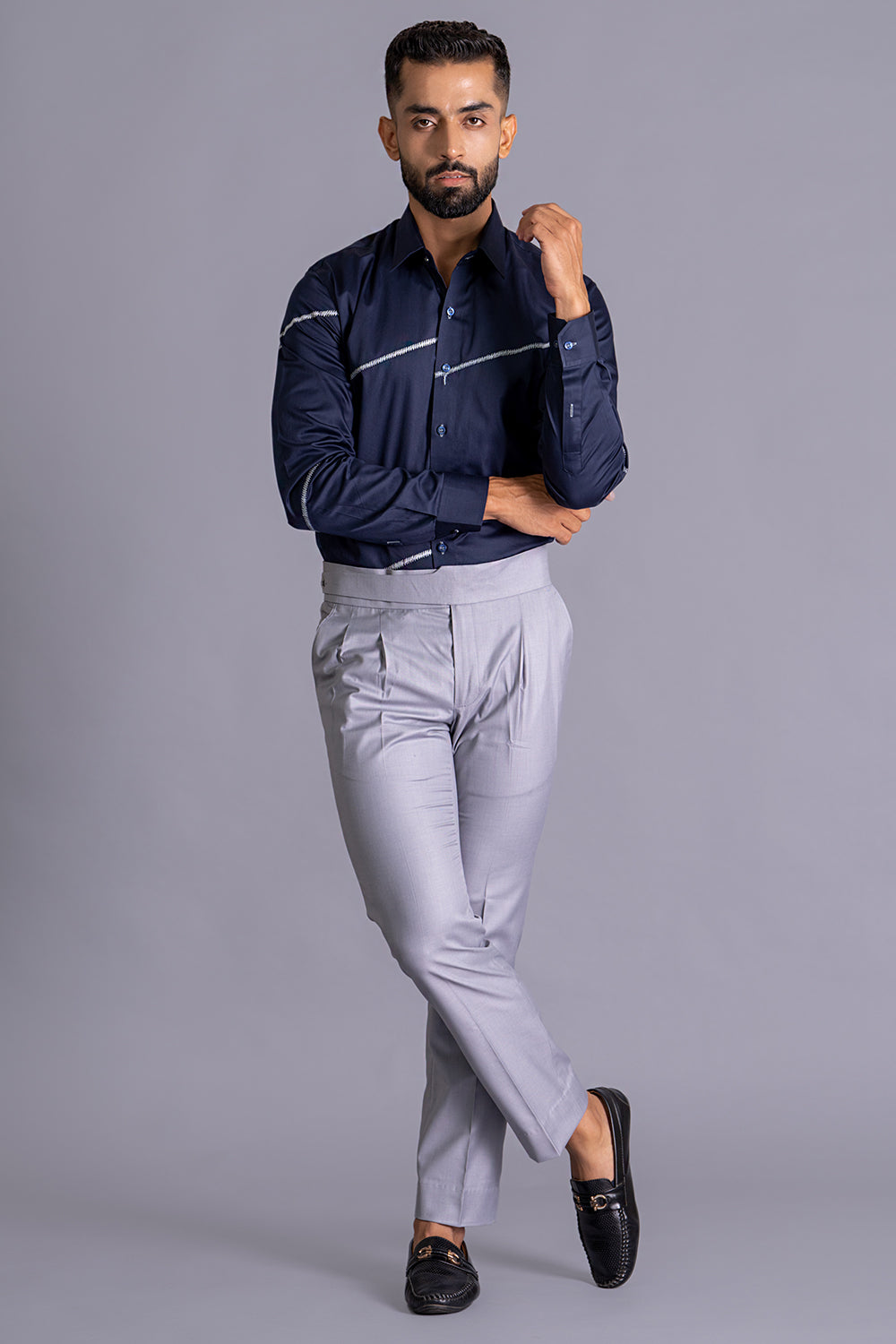 Abstract Stripes Threadwork Shirt