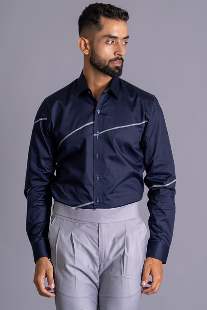Abstract Stripes Threadwork Shirt